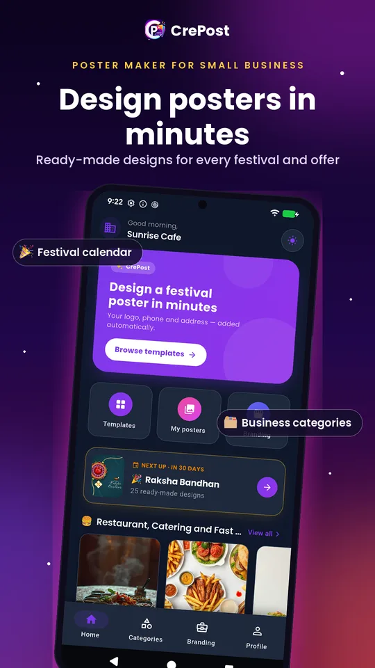 CrePost home screen
